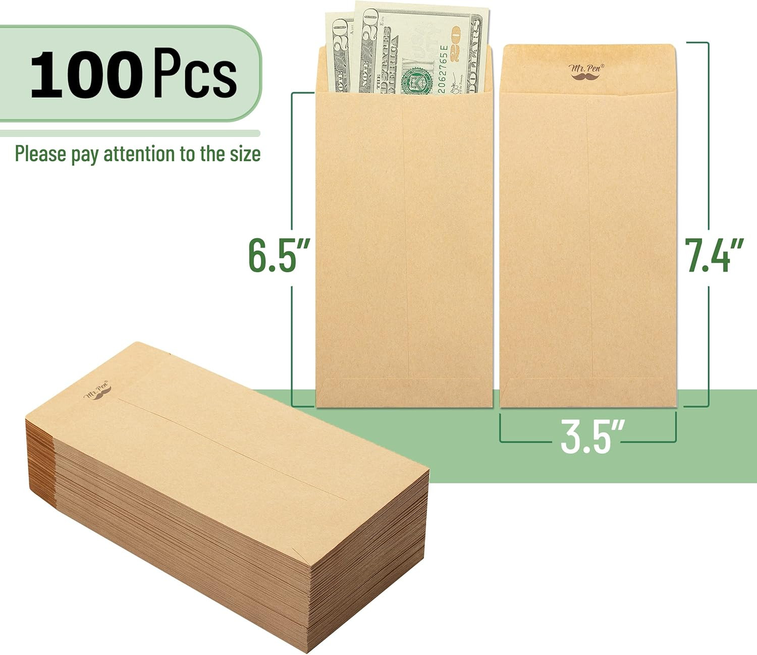 Mr. Pen- Money Envelopes, 100 Pack, 6.5″ X 3.5″, Cash Saving Challenge, Small Mo