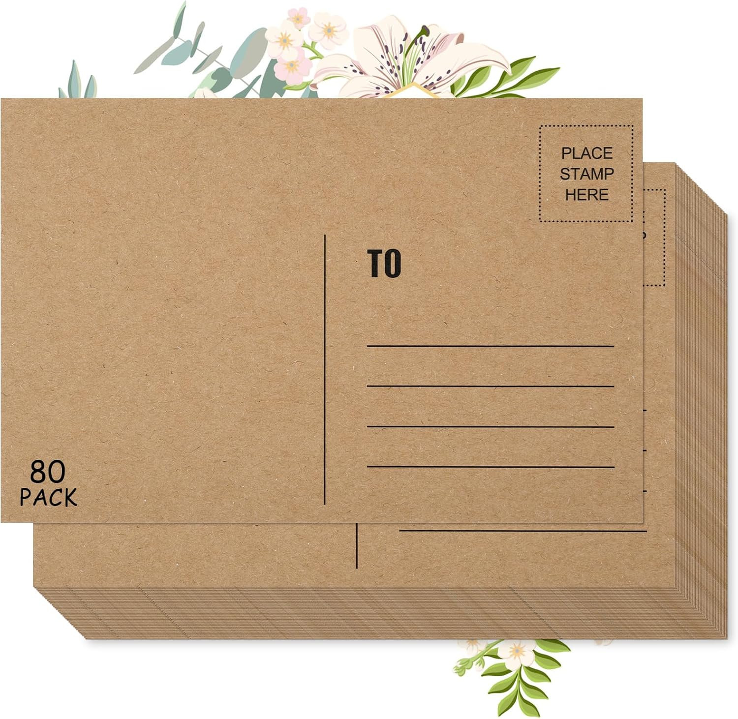 Blank Postcards for Mailing, 80 Post Cards for Mailing, 300 GSM Kraft 4 x 6 inch