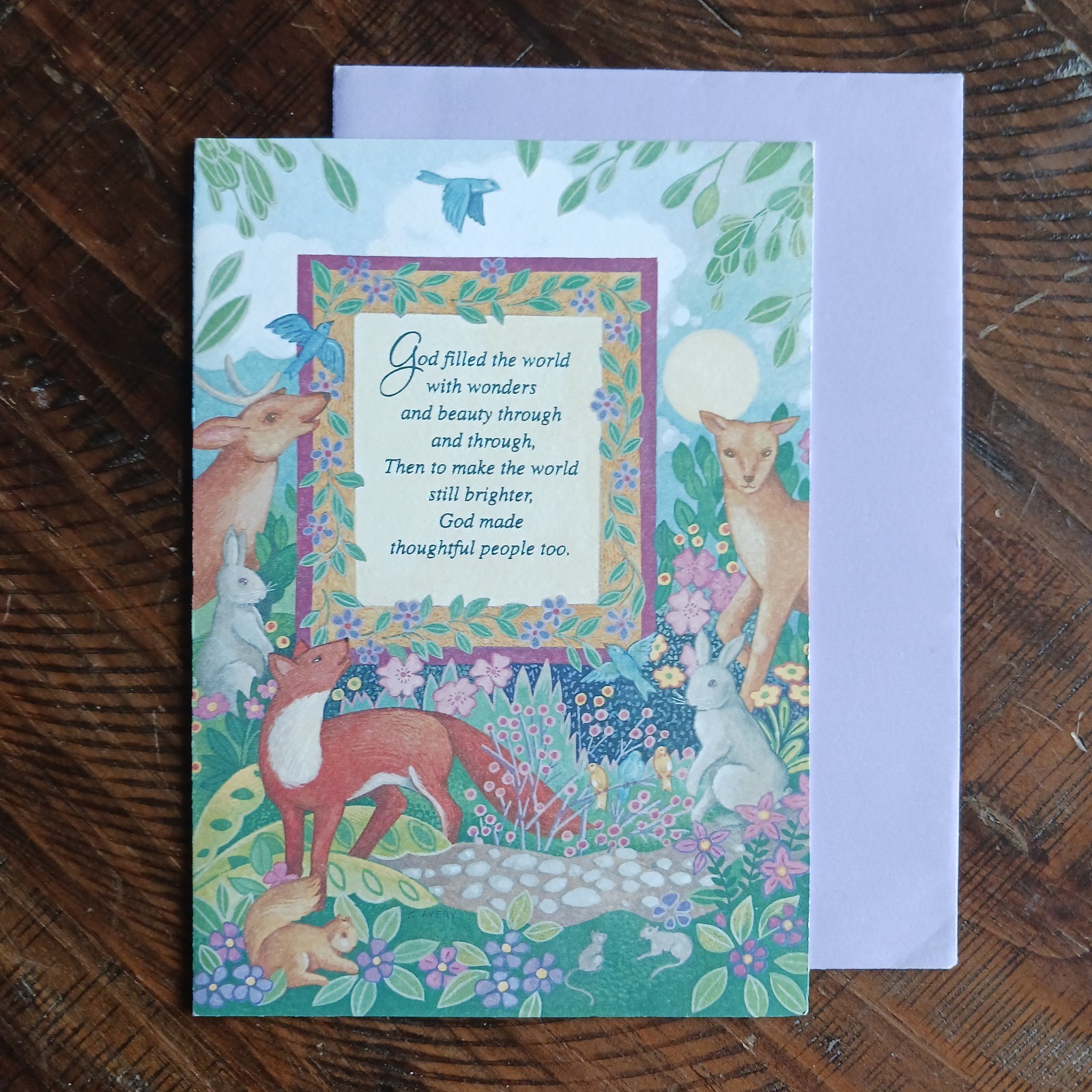 Gibson Greeting Card Thank You for Your Thoughtfulness Woodland Animals UNUSED