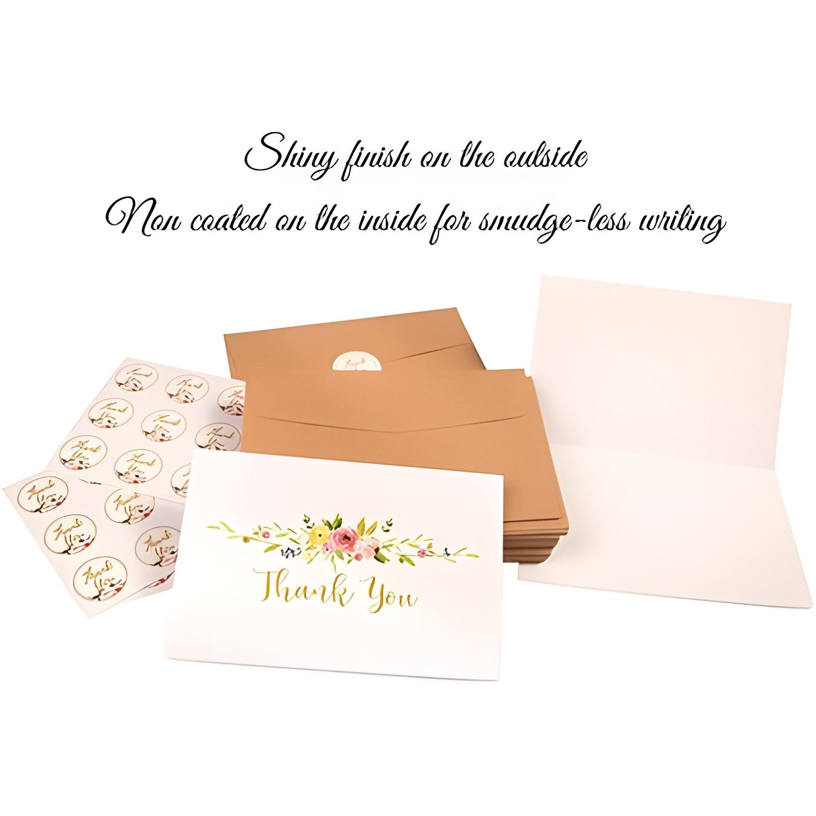 40 Pack Thank You Cards with Envelopes Bulk Set & Stickers 4×6 Blank Minimalist