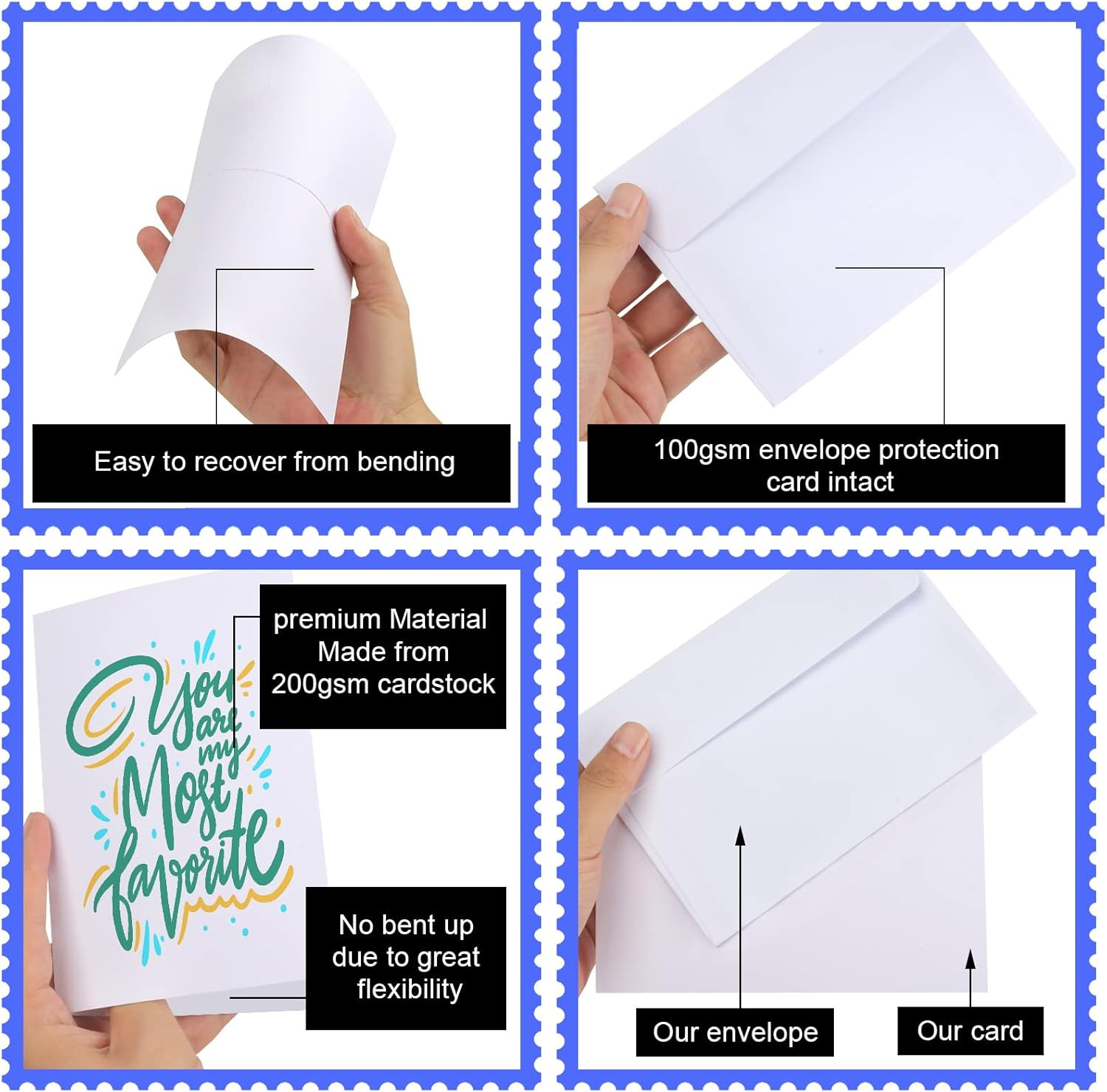 Blank Cards and Envelopes 4X6, 30 Pack White Invitation Cardstock with 30 Pack E
