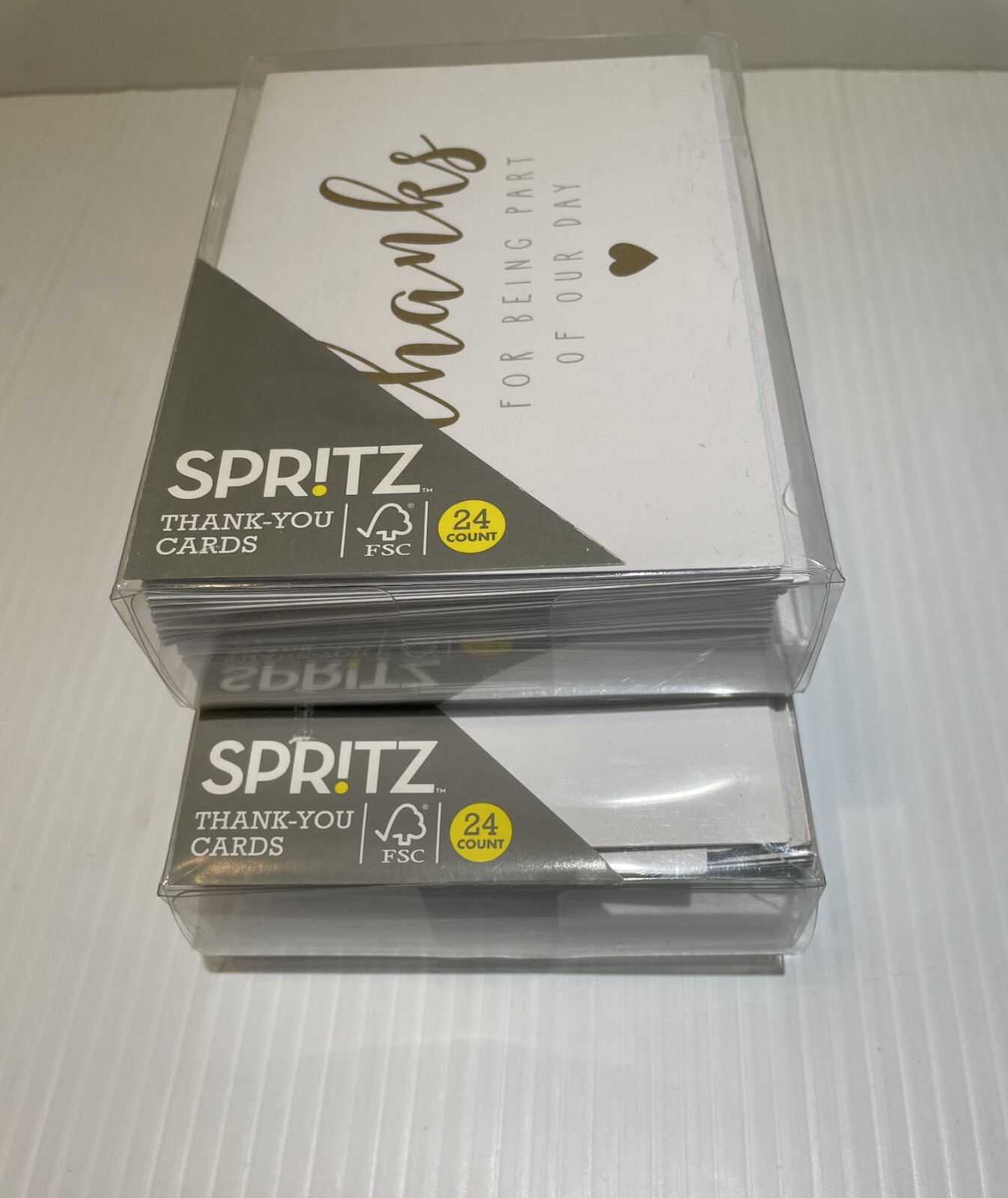 2 Sets of Spritz Thank You Cards 24 Count Set Each White Gray 48 Count Total
