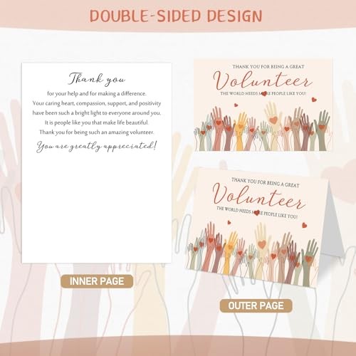 Volunteer Thank You Cards with Envelopes and Stickers Appreciation Gifts 25