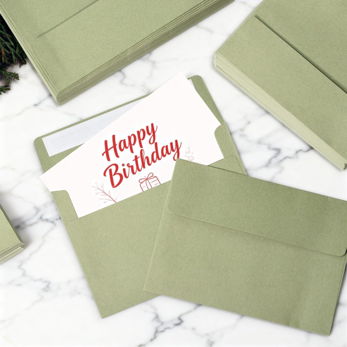 30 Pack A7 Sage Green Blank Cards with Envelopes, 5X7 Folded Cardstock and Match