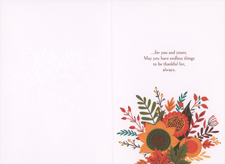 Pictura Thanksgiving Wishes Red and Orange Flowers in Cone Thanksgiving Card