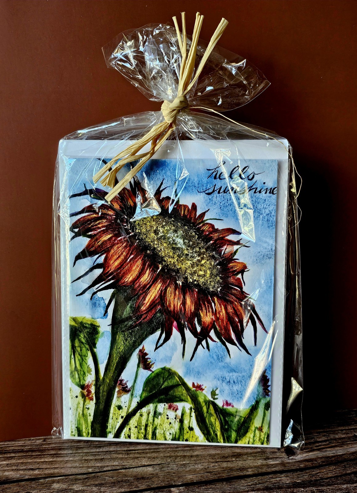 Fall Watercolor Print Set Of 5 Sunflower Greeting Cards 5×7 With Env Christian