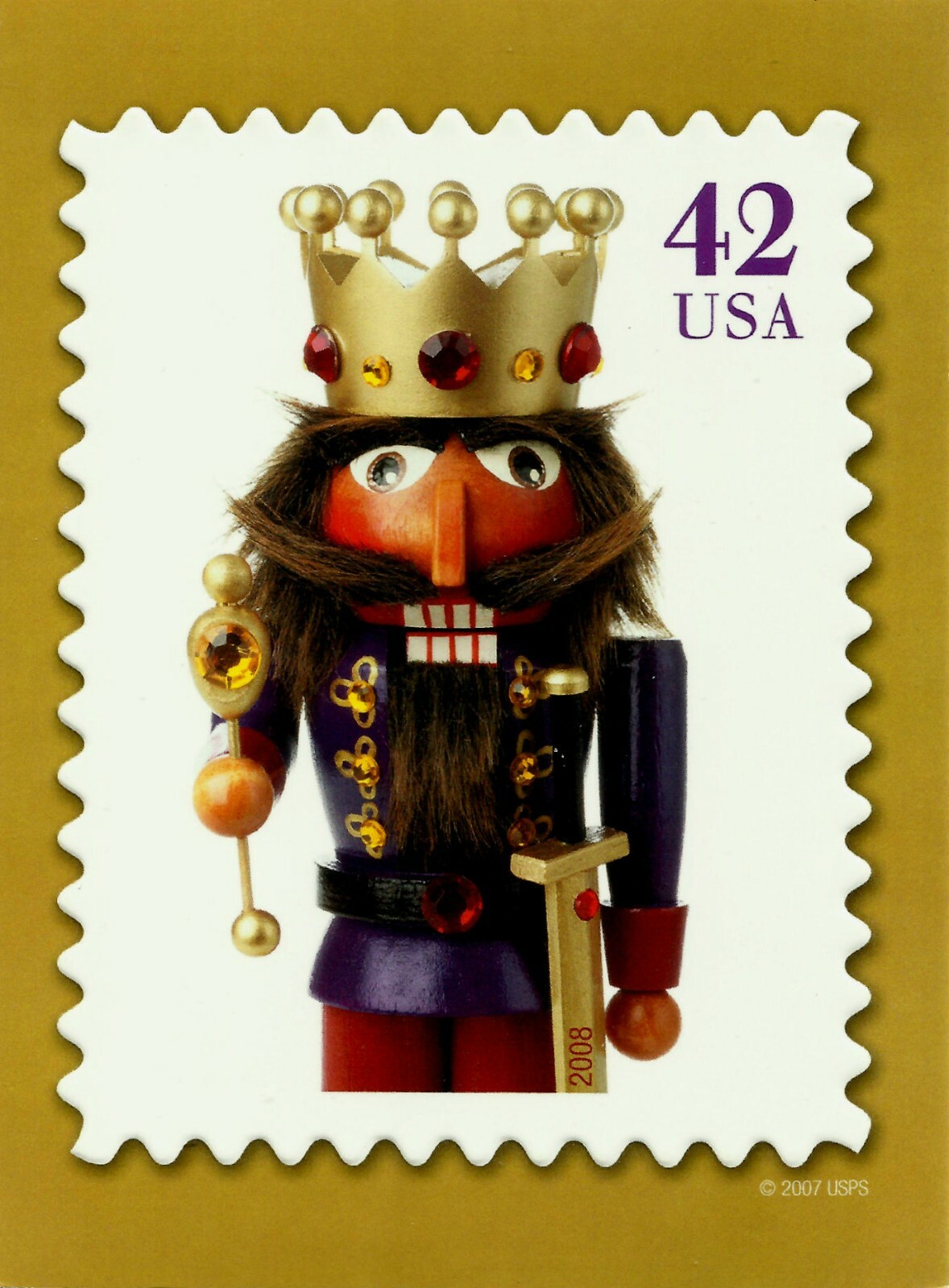 NUTCRACKER 42 CENTS EMBOSSED CHRISTMAS USPS OFFICIAL CARD # 4