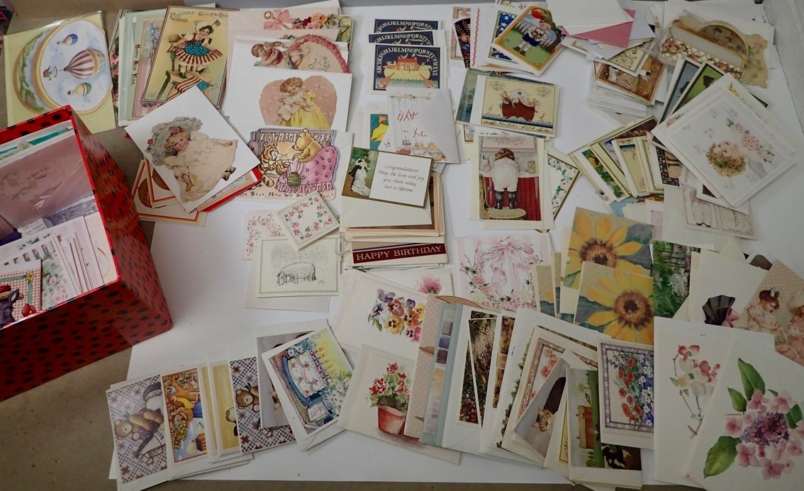 Huge Lot Hundreds MINI Assorted Handmade Cards Small Notecards with Envelopes