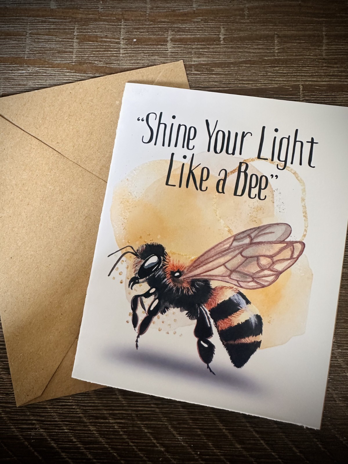 BEE Blank Greeting Card, Glossy Print on Fine Linen Cardstock
