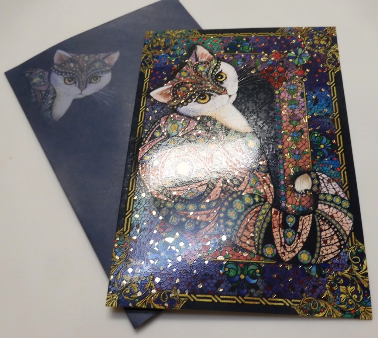 3 Cards Artist’s Collection All Occasions The Devine Feline Cat Colorful and Fun