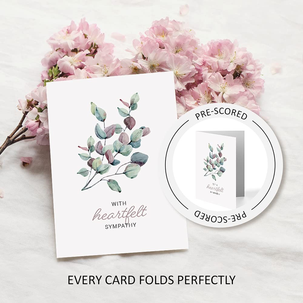 Sympathy Cards with Envelopes – 24 Pre-Scored and Double-Sided Watercolor Con…