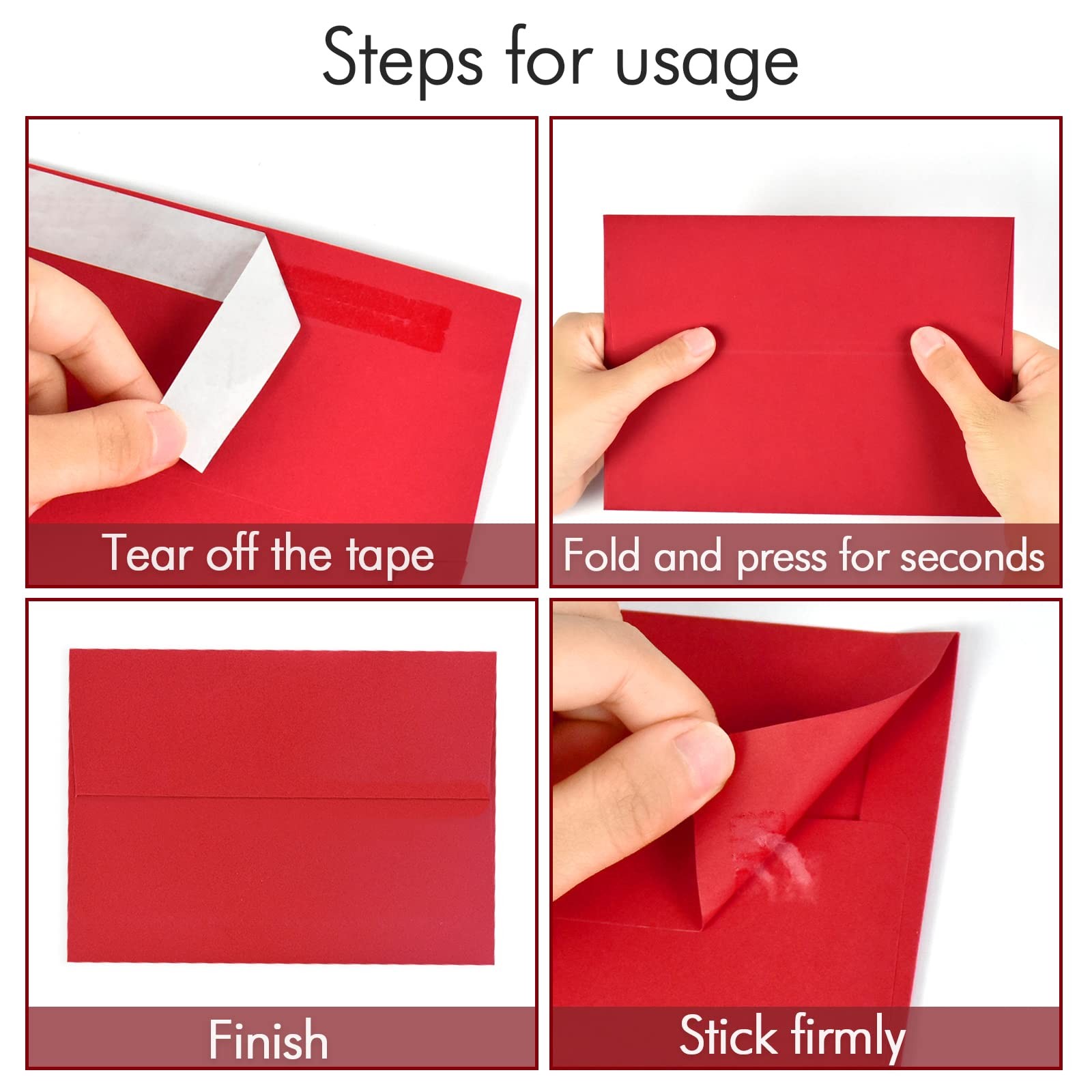Red A7 Printable Envelopes 5×7 Inch Self Seal 50 PCS 5.25×7.25 Photo Card