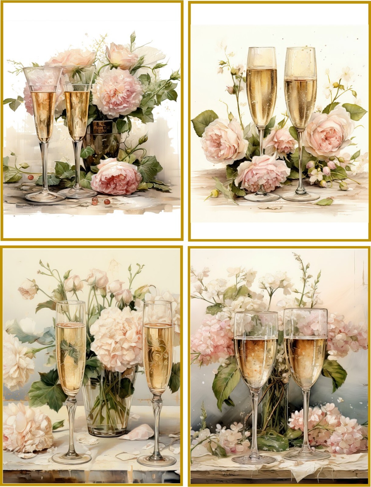 8 Vintage Shabby Chic Announcement congratulations Bridal Wedding glossy blank