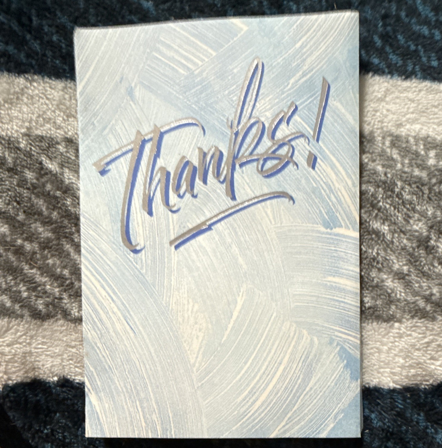 8 Gibson Greetings Thank You Folded Greeting Card Blue/White Abstract 13503-003