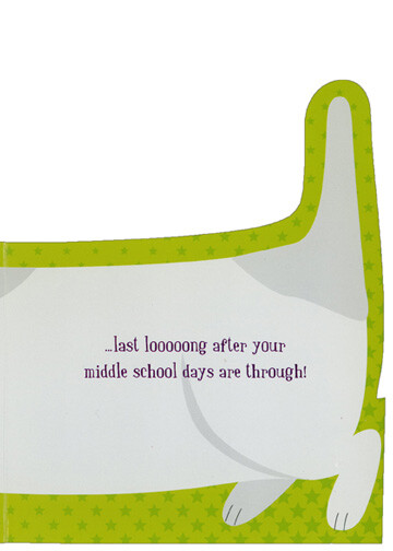 Die Cut Grey Dog Brown Collar Orange GRAD Tag Middle School Graduation Card