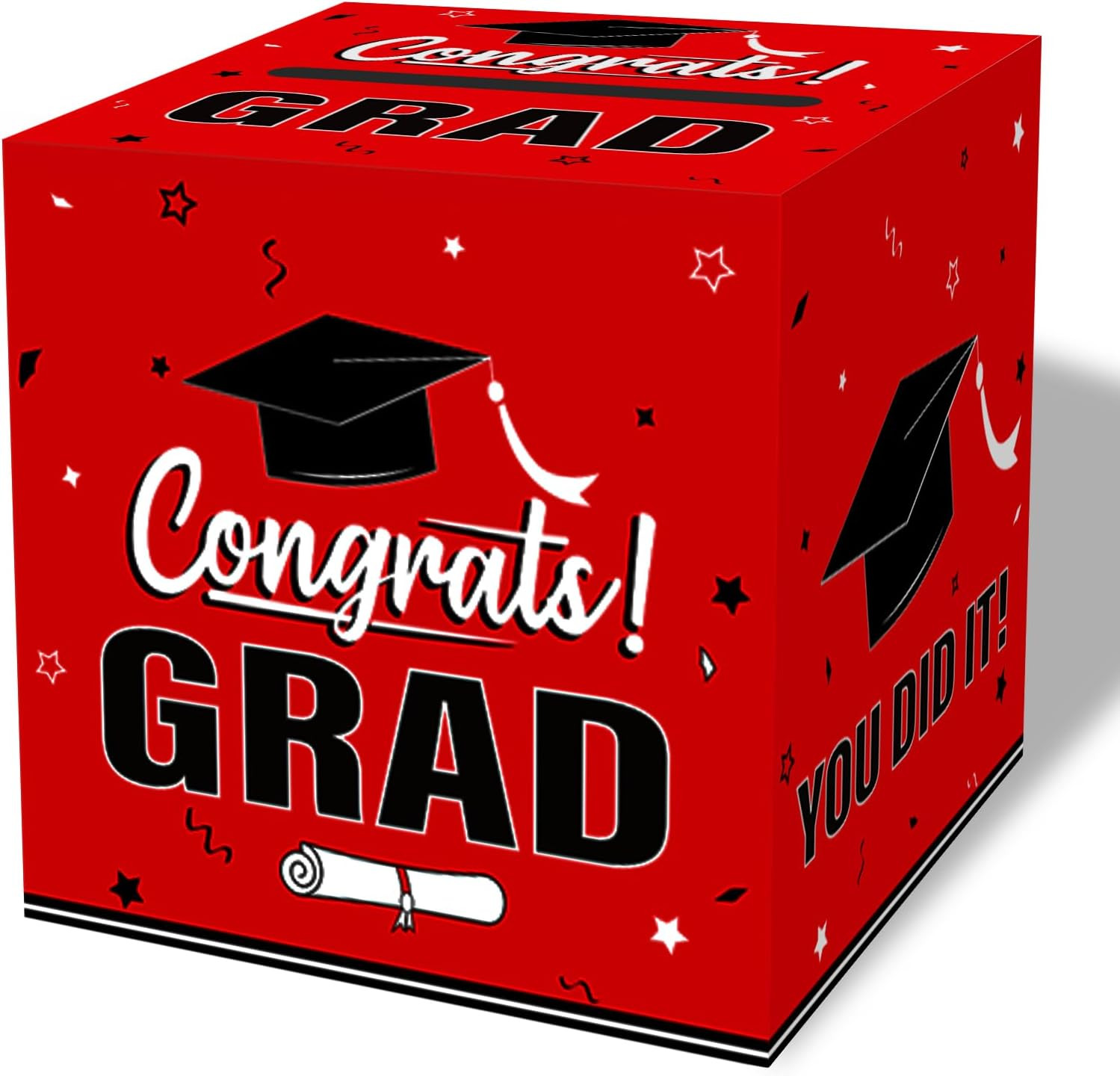 Graduation Card Box 2026, Red Foldable Cardboard Card Box for Party, 2026 Gradua
