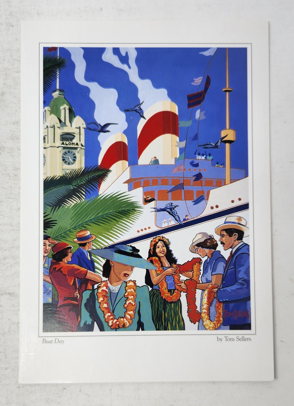 Tom Sellers Boat Day Hawaii Island Heritage Collection Card Printed In Hong Kong