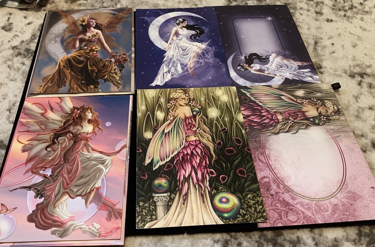 Lot of 10 Fairies White Tiger BDay Tree Free Greeting Cards W Matching Envelope