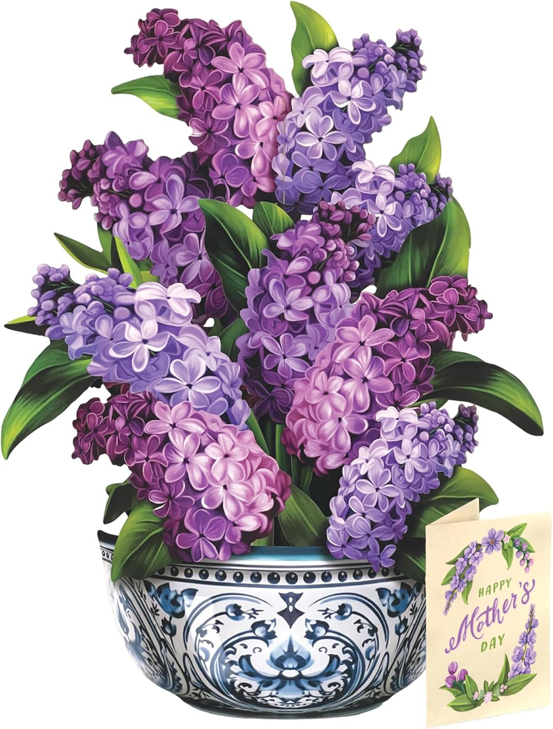 Mother’s Day Garden Lilacs Pop Up Cards, 12 Inch Life Sized Forever Flower Bouqu
