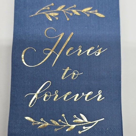 85 Wedding Blue & Gold Napkins & 25 Thank You Cards