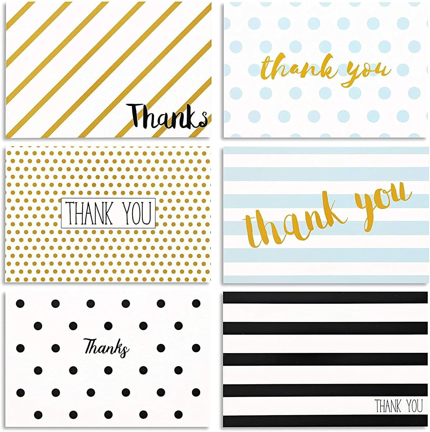 Thank You Cards with Envelopes, 48-Pack 4 X 6 in Multicolor Blank Notecards