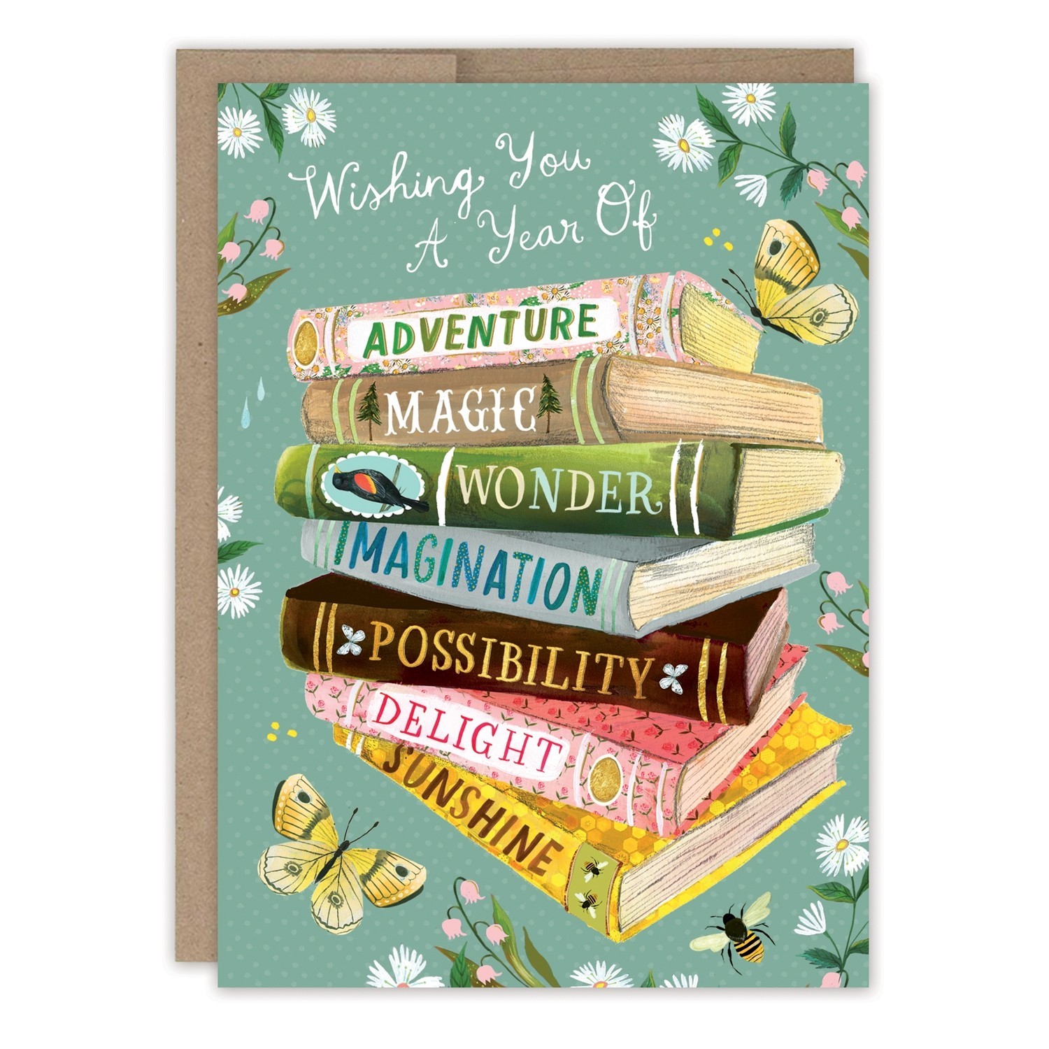 4×6 Card Greeting/ A Year Of Wishes | Thoughtful Pretty Birthday Card Biely