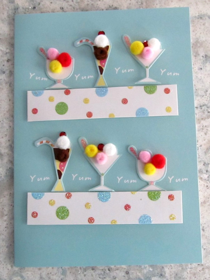 3D Burgoyne Summer Happy Birthday Greeting Card, Env. & Seal Dimensional Sundaes