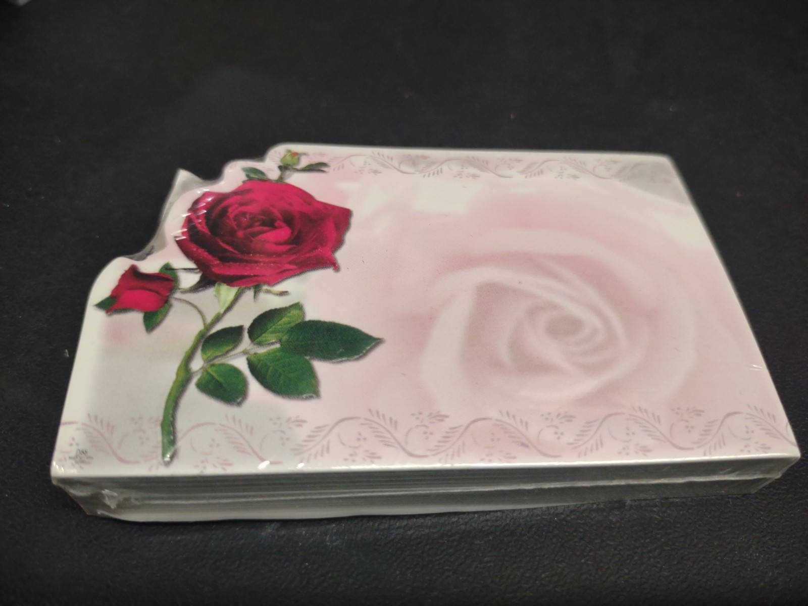50 Floral Enclosure Cards, No Message, Blank With Raised Roses & Border Card