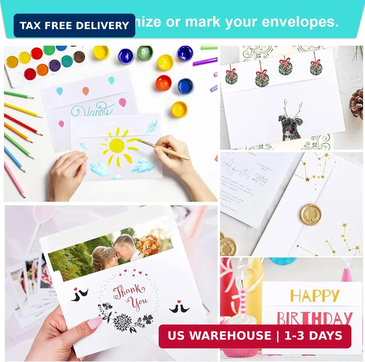 50 Packs 5×7 Envelopes, White A7 5×7 Envelopes for Invitations, Printable, Self