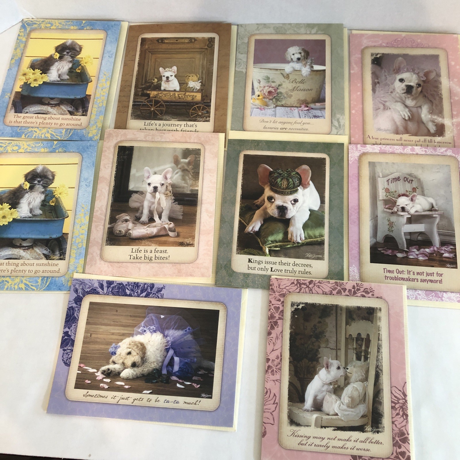 Paws for Thought Leanin’ Tree Greeting Card Lot Of 10 Puppies Dogs Frenchy Poodl