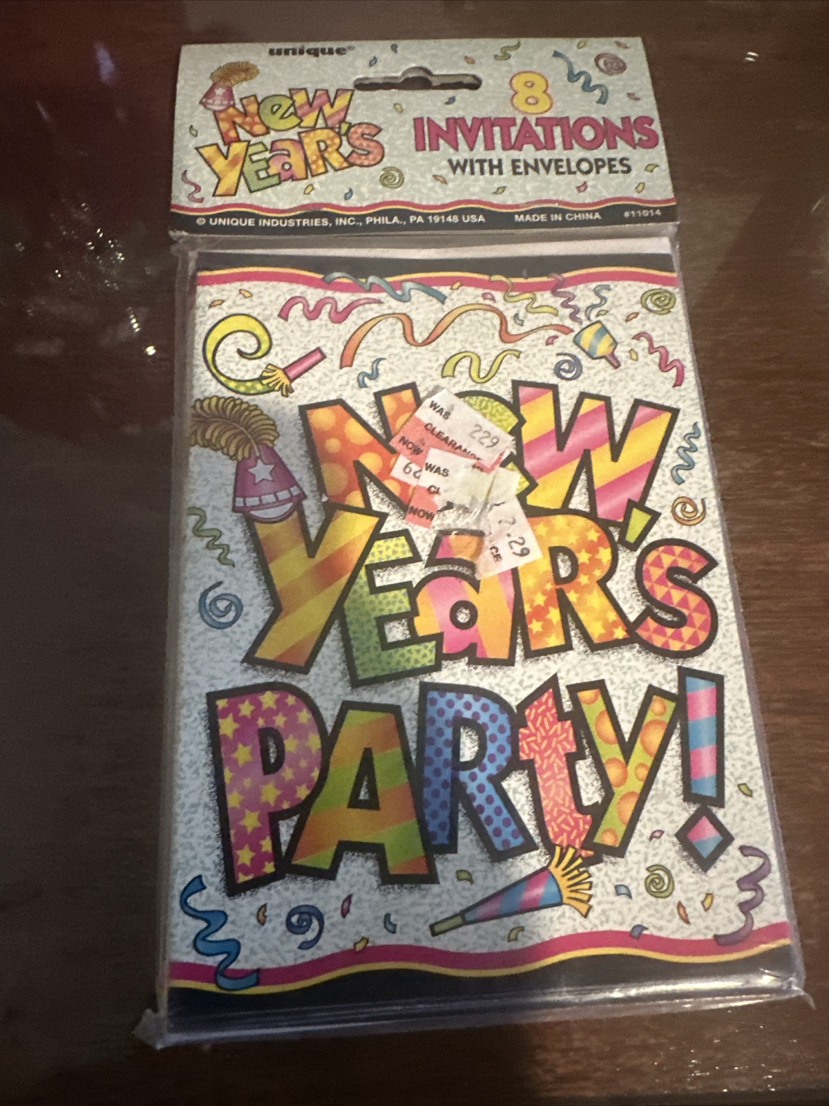 New Year’s Party Invitations 8 Ct w/ Envelopes Colorful Celebration Sealed Pack