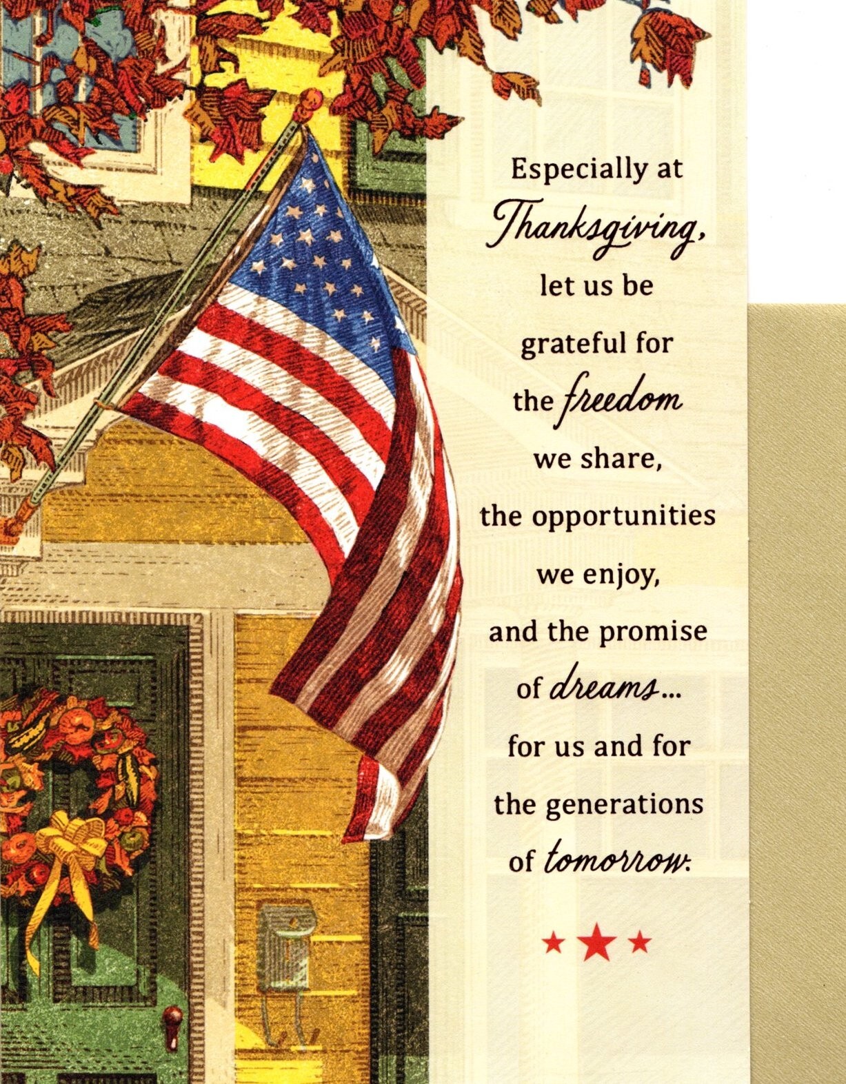 Happy Thanksgiving Military Soldier American Flag Freedom Hallmark Greeting Card