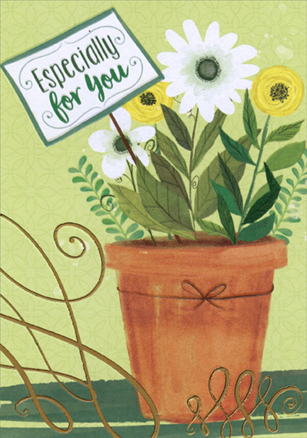White and Yellow Flowers in Pot Especially for You St. Patrick’s Day Card