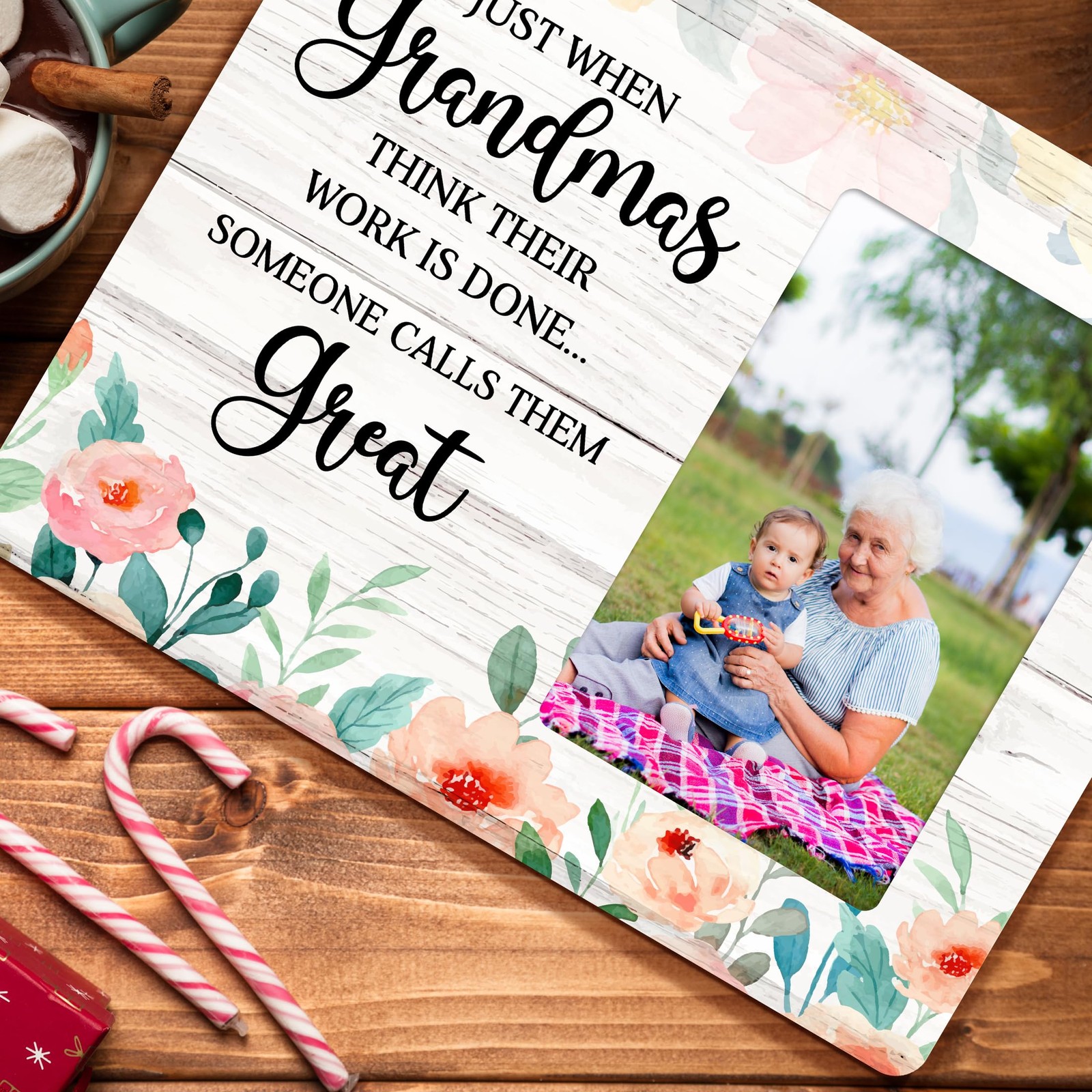 Baby Announcement Picture Frame Pregnancy Gifts Grandma Wooden 4×6 Inch Photo