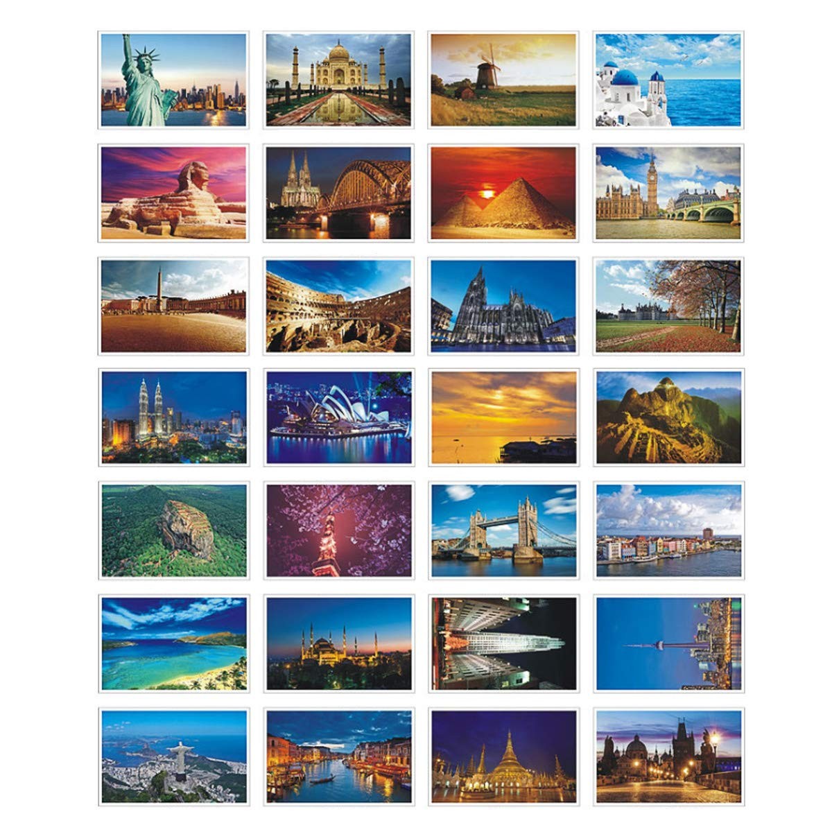 Beautiful Postcard Set of 30 Post Card Variety Pack World Travel Sites,4 X 6 Inc