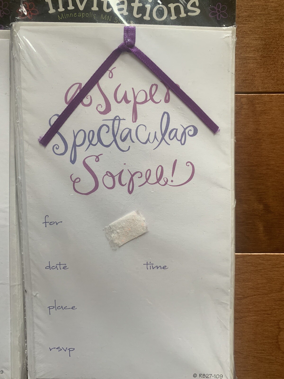 NEW 16 PARTY INVITATIONS “A Super Spectacular Soirée” Ribbon Fill In; Birthday