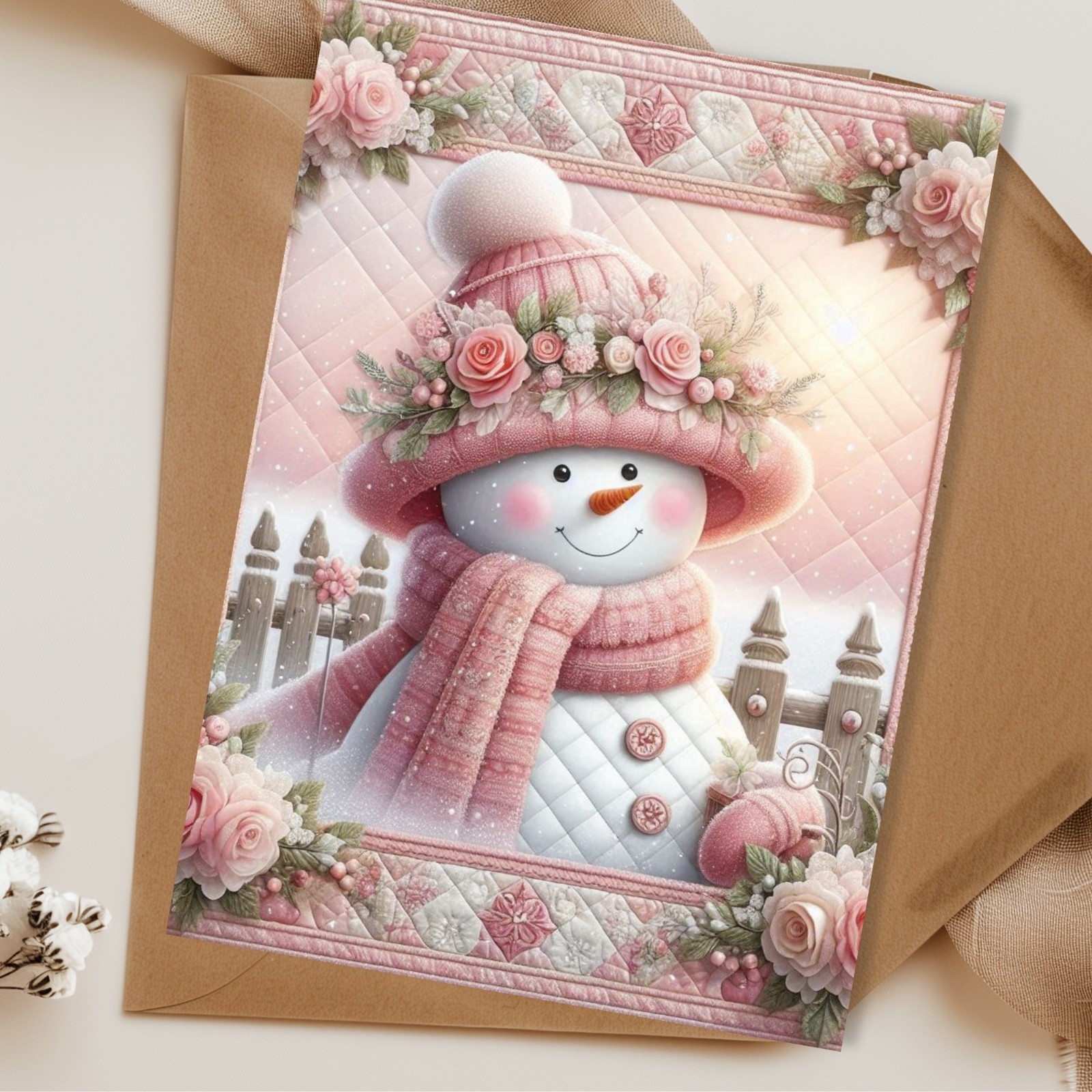 20 Snowman Blank Greeting Cards w/ Envelopes 5×7 Christmas Card Set