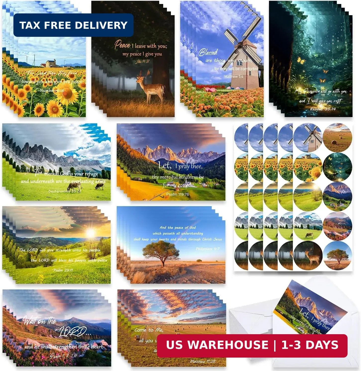 150Pcs Religious Sympathy Cards with Envelopes 5.9×7.8 in 10 Design Assortment L