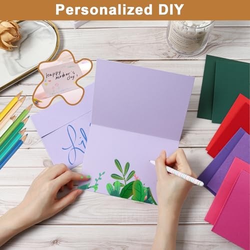 Blank Note Cards 5×7 100 Pack Assorted Colors Heavyweight Cardstock with Self