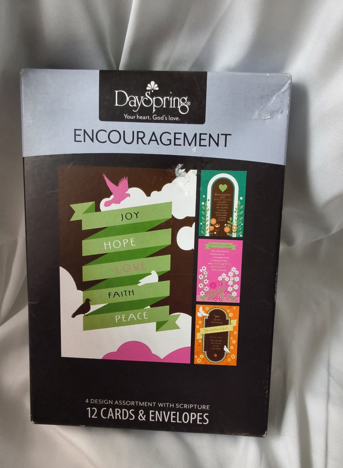 BOX 12 Christian Encouragement Greeting Cards, KJV Bible Scripture & Verse