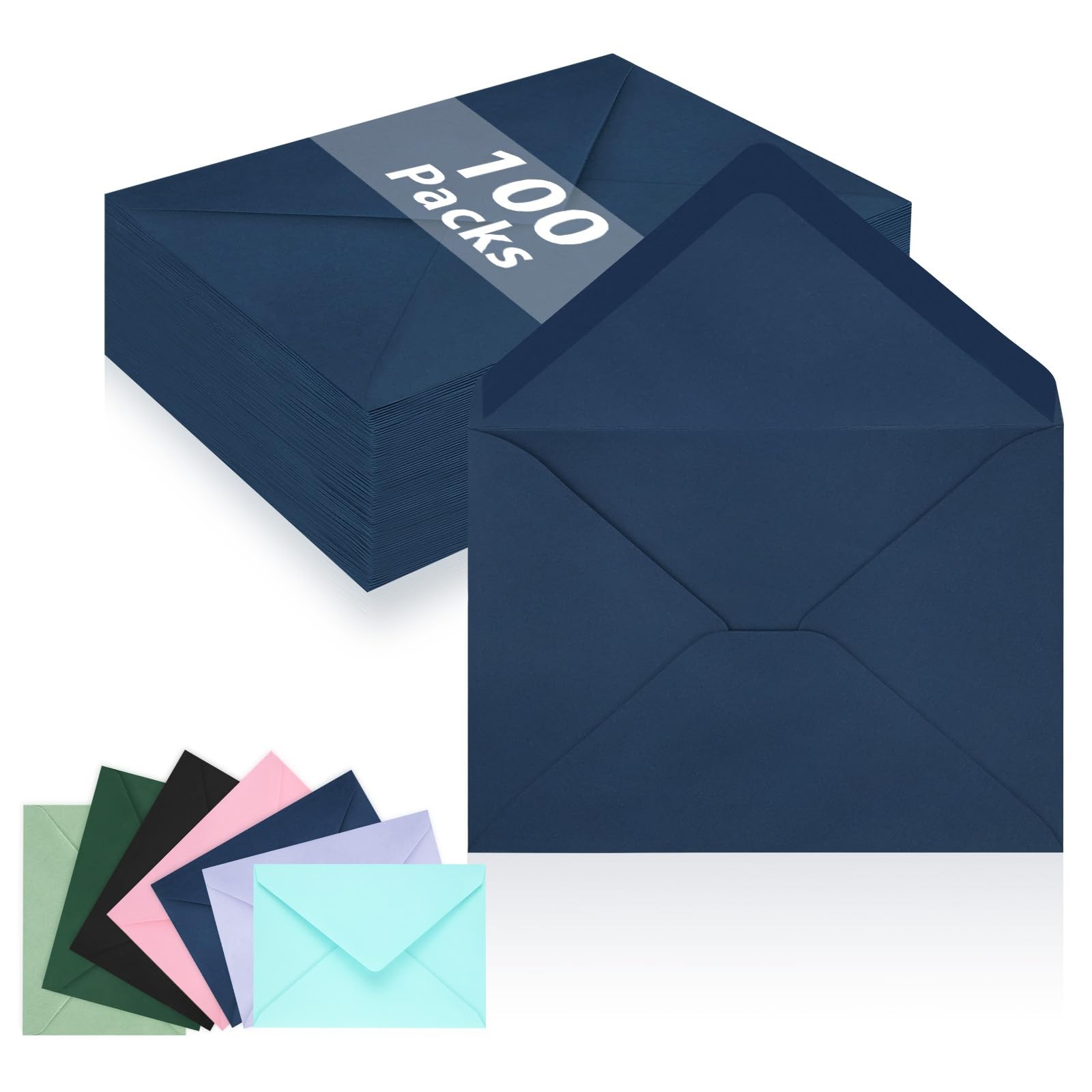 100 PCS Navy Blue A7 Envelopes 5.24×7.24 Inch Self Seal for Wedding Cards