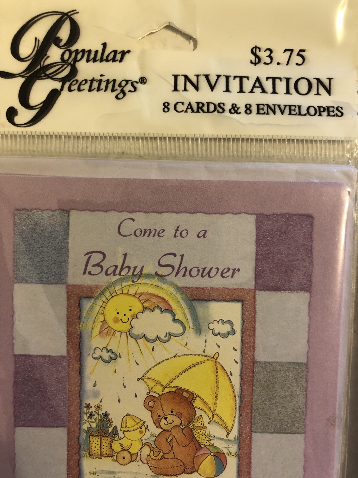 Teddy Bear Baby Announcement Invitations 2 Pack + Envelopes POPULAR GREETINGS