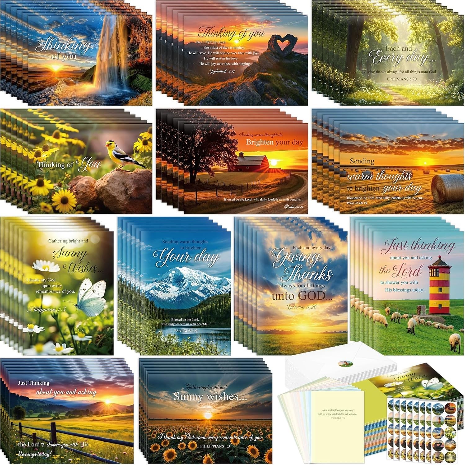 72 Pack Religious Thinking of You Cards Bulk Christian Greeting Notecards wit…