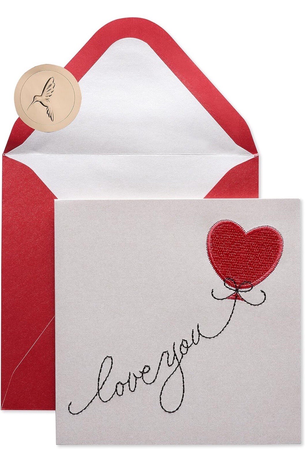 Papyrus Embroidered Love You Heart Balloon Valentine’s Day Simply Wonderful Card