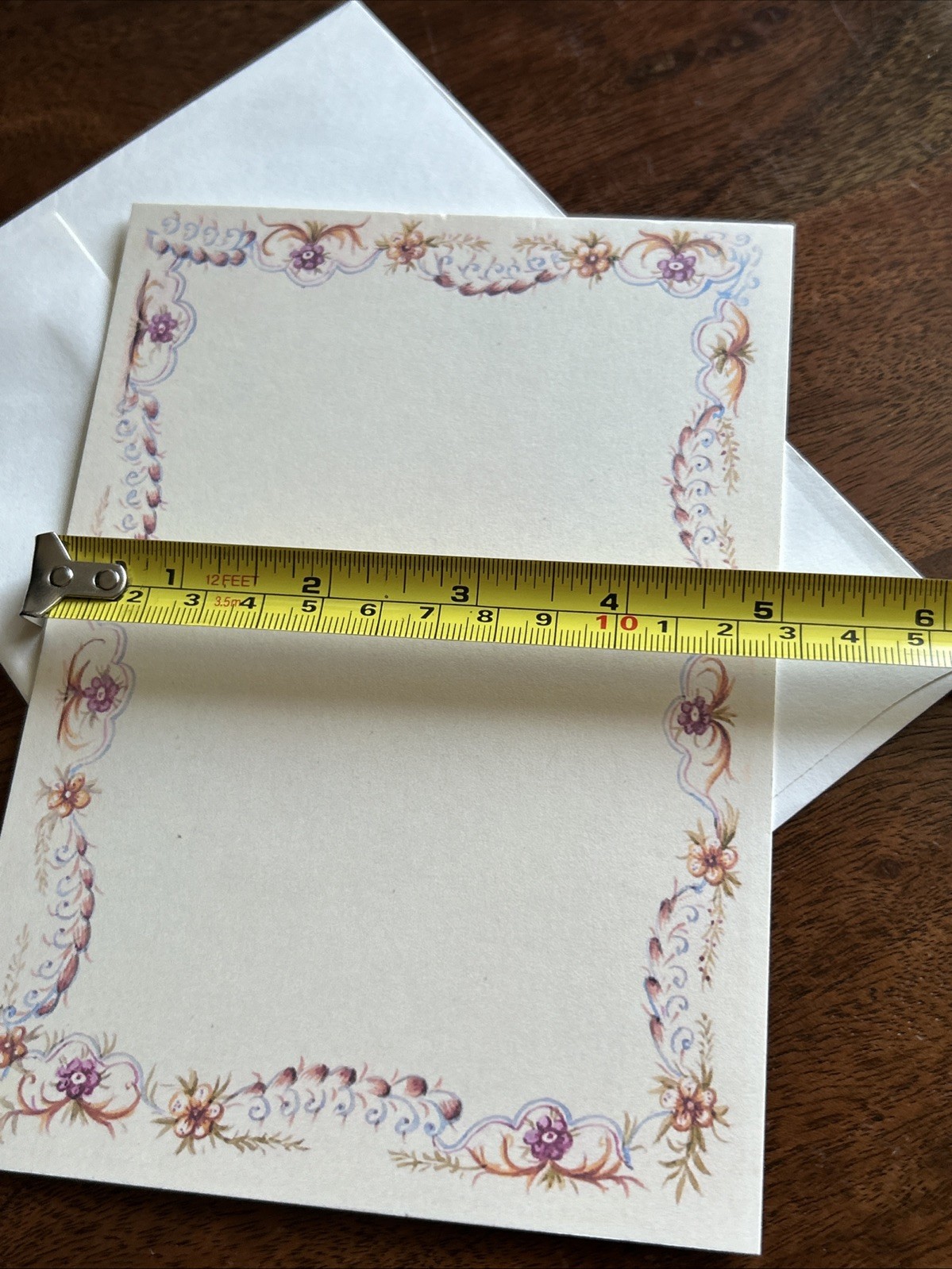 Parcel Paper Goods Nouveau Floral Bordered Card Stock Cards (8) With Envelopes