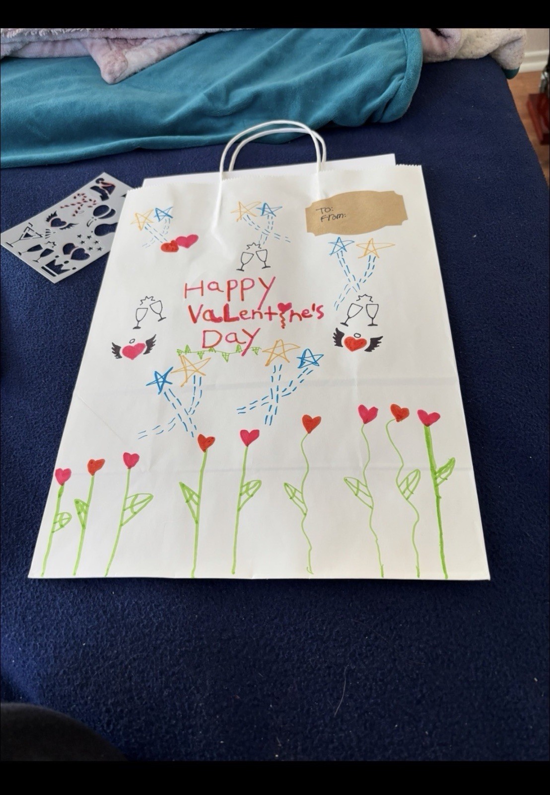 Handmade Folded Valentine’s Day Greeting Card, Hearts Theme, White/Multicolor