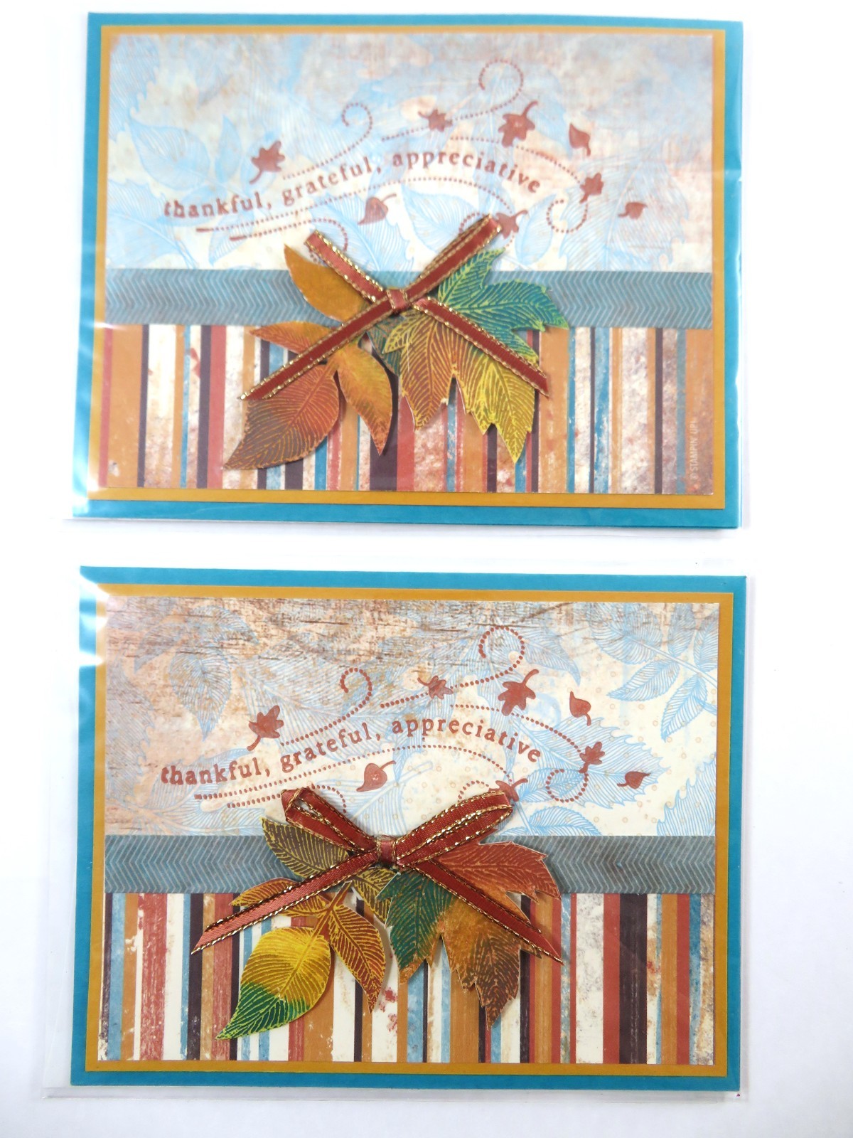 Handmade Embellished 8 Thanksgiving Greeting Cards 4 Designs Blank W Envelopes