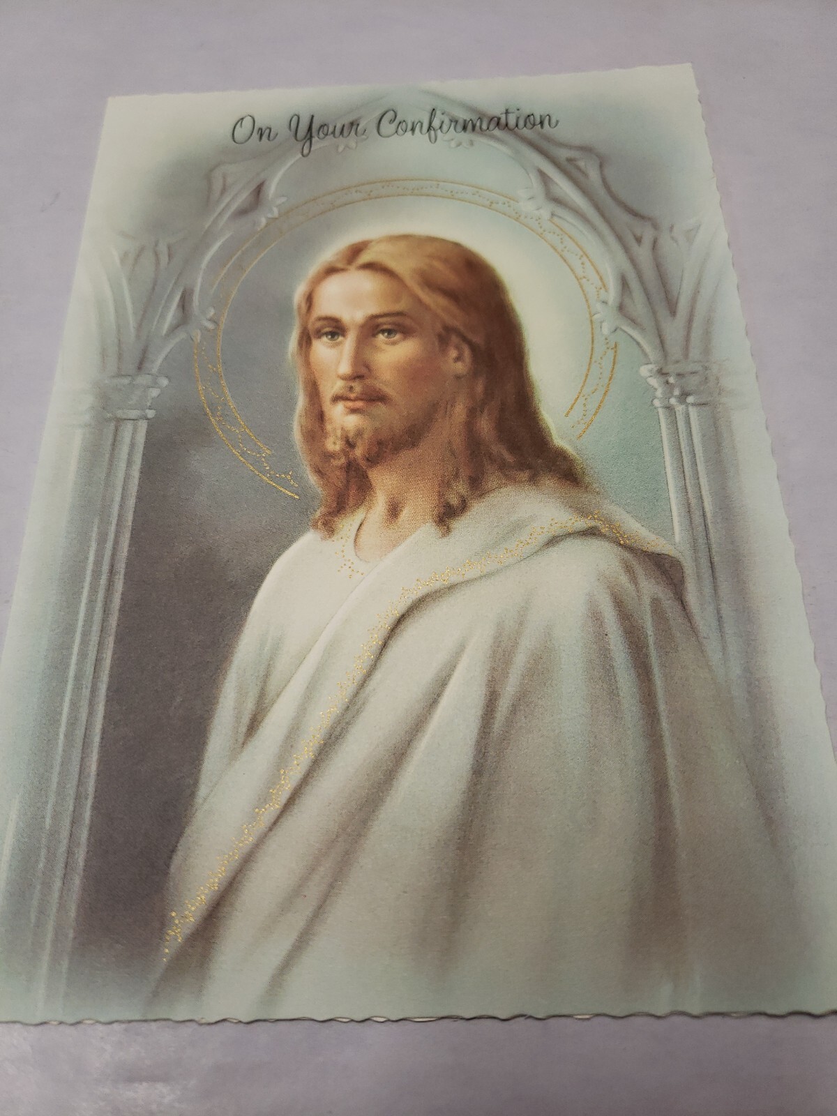 VINTAGE CATHOLIC CONFIRMATION CARD NEW OLD STOCK AMERICAN GREETINGS 1950s ITALY