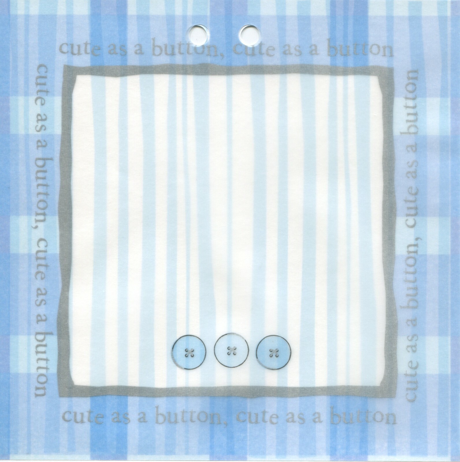 Inviting Company Boy Buttons vellum on Blue Stripes w/blue ribbon 20 invitations