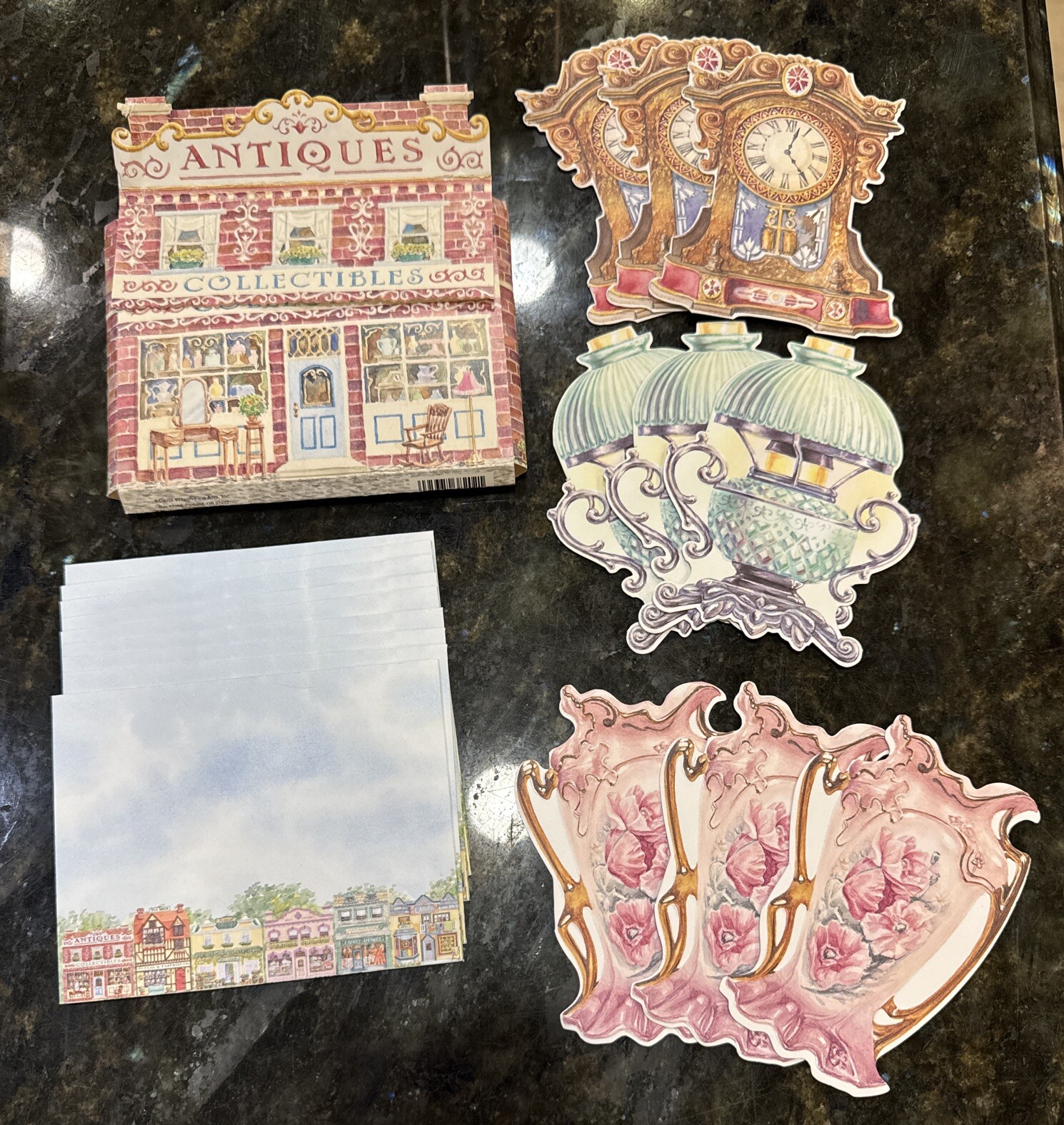Carol Wilson Fine Arts Inc Antiques Embossed Die Cut Notecards w/ Env NIB